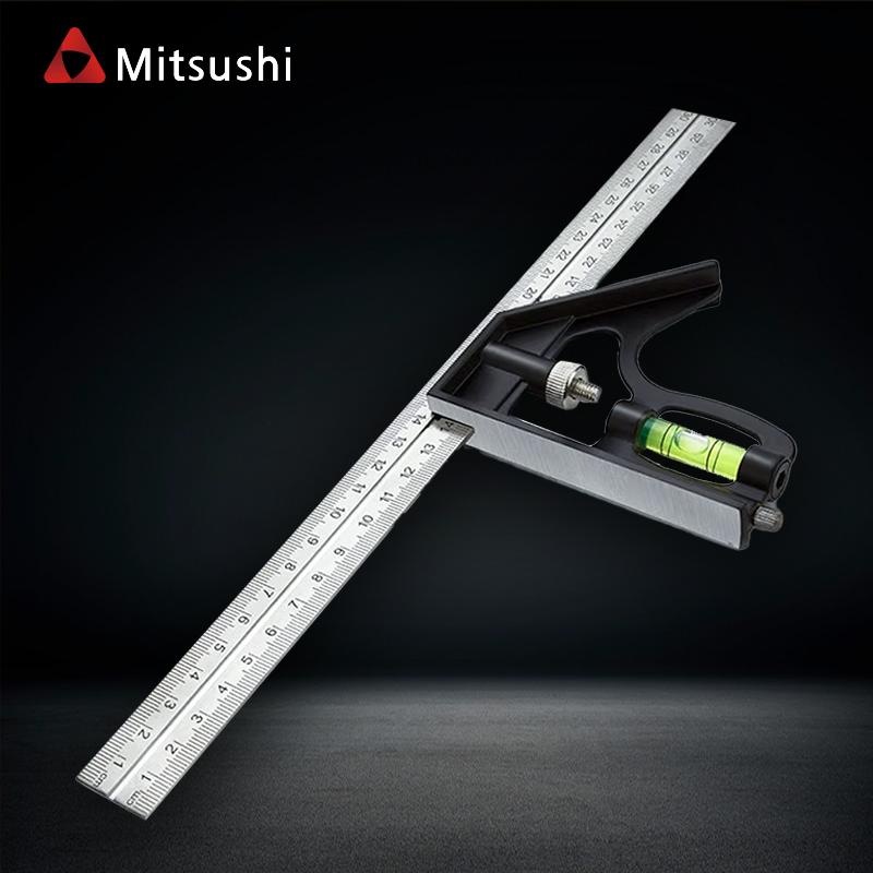 Mitsushi 300MM Adjustable Combination Square Angle Ruler Gauge 45/90 Degree With Bubble Level