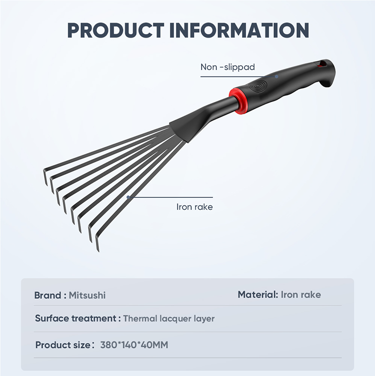 Mitsushi Leaf Rakes Lawn Rakes Farm Tool Grasping Raking 9 Teeth Grass Rake Garden Tools