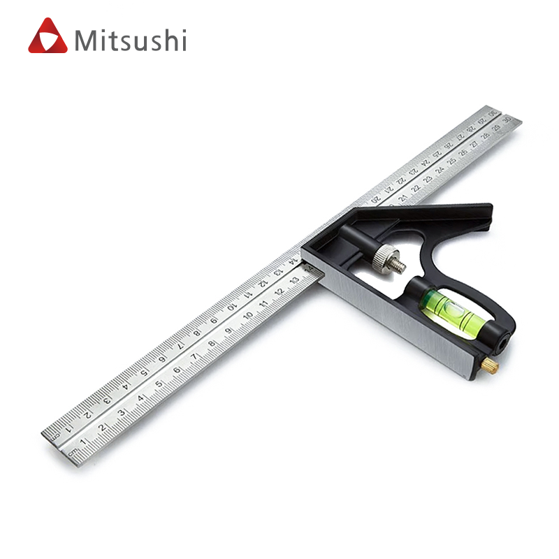Mitsushi 300MM Adjustable Combination Square Angle Ruler Gauge 45/90 Degree With Bubble Level