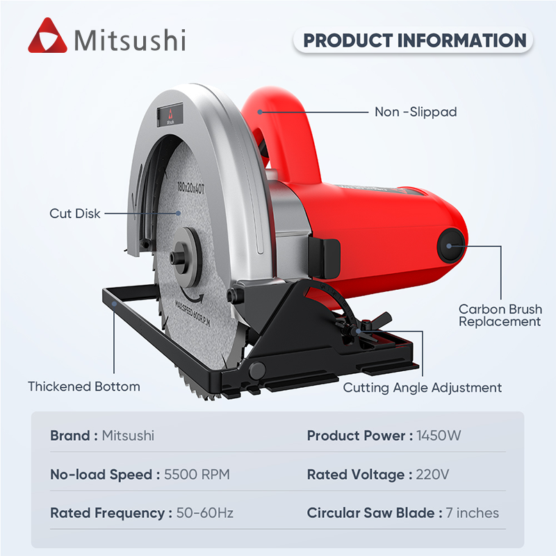 Mitsushi Power Grass Cutter Free Adjustment Of Cutting Angle Cutting Circular Saw