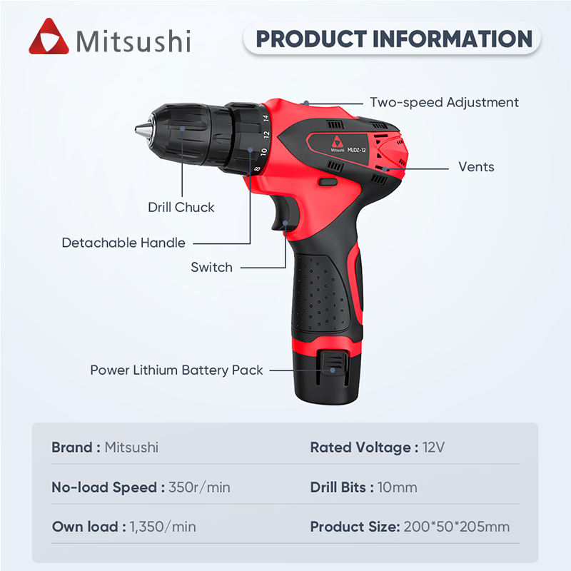 Mitsushi MLDZ-12 Cordless Drill Driver Sets (12V-29pcs)