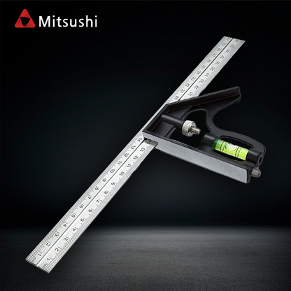 Mitsushi 300MM Adjustable Combination Square Angle Ruler Gauge 45/90 Degree With Bubble Level
