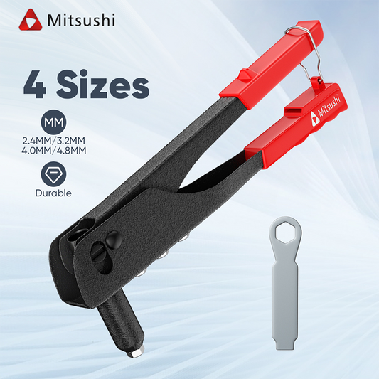 Mitsushi (2.4mm, 3.2mm, 4.0mm, 4.8m) 4 Nozzles Hand Riveter Heavy Duty Rivet Hand Riveter