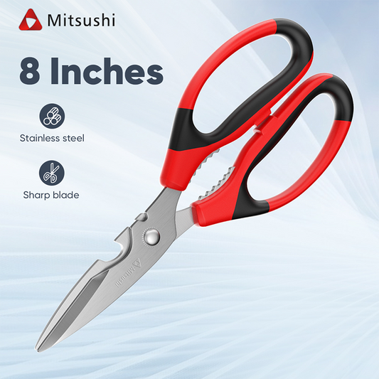 Mitsushi Convenient To Use And Very Powerful Stainless Steel Red And Black Scissors