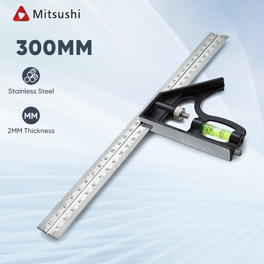 Mitsushi 300MM Adjustable Combination Square Angle Ruler Gauge 45/90 Degree With Bubble Level
