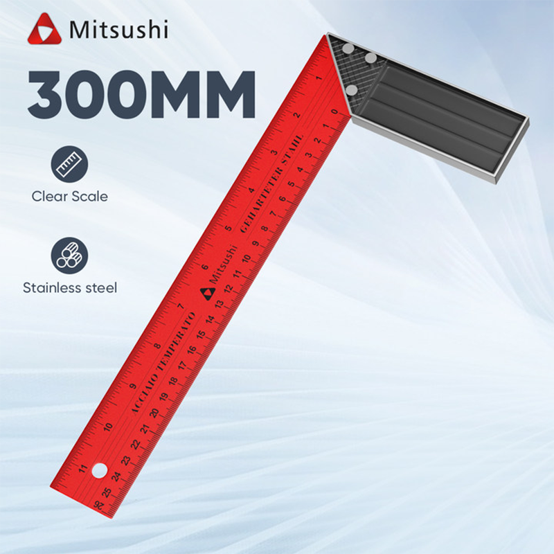 Mitsushi 30cm/12inch Carpentry Angle Tri Square Ruler