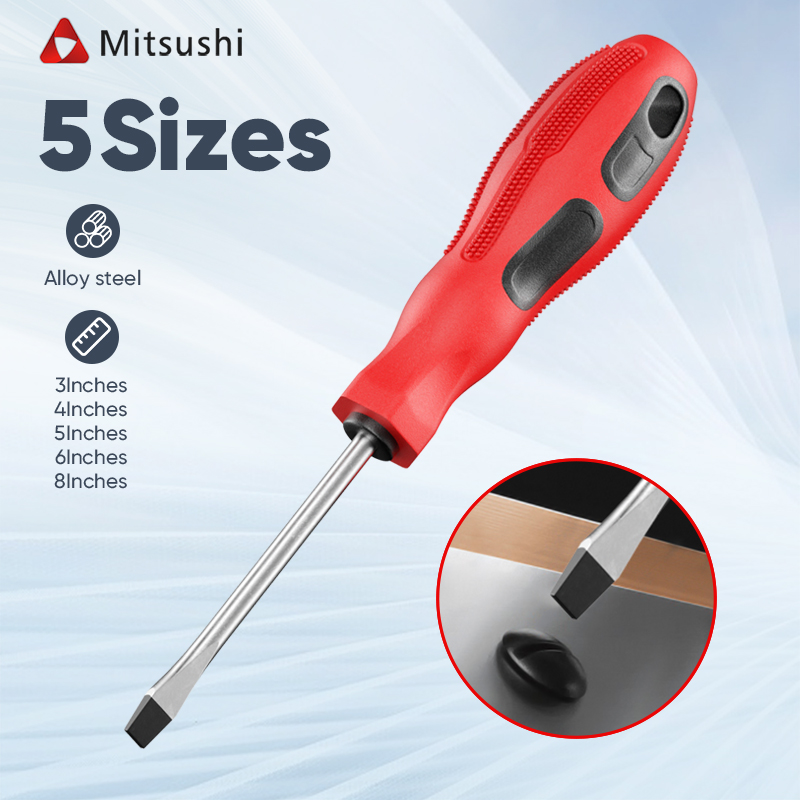 Mitsushi High-Quality Chromium Vanadium Steel Precision Flat-Head Screwdriver