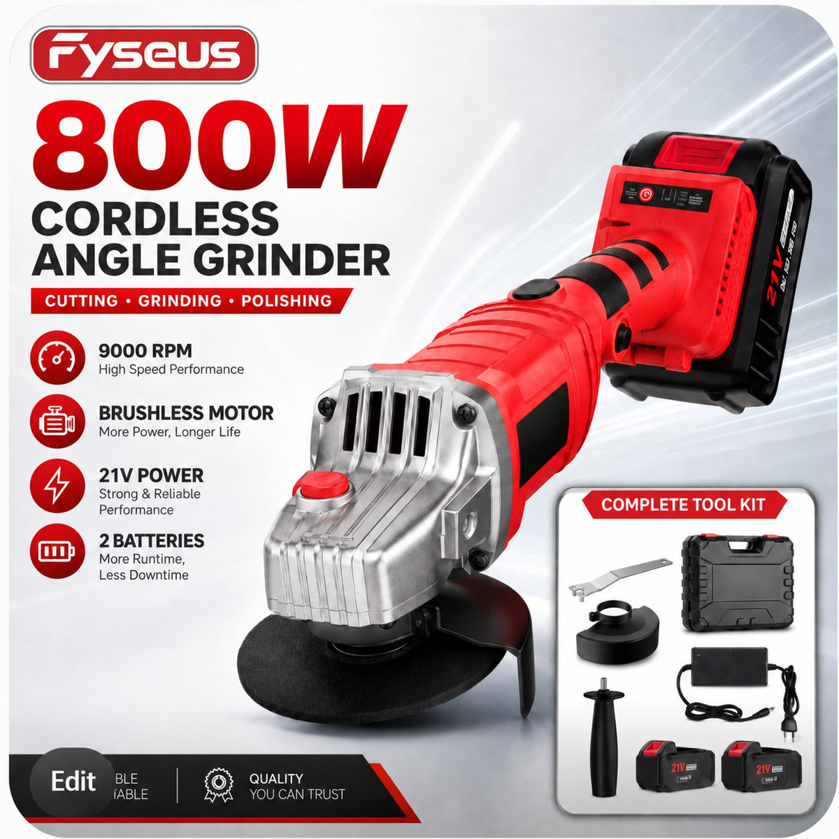 FYSEUS 21V Angle Grinder