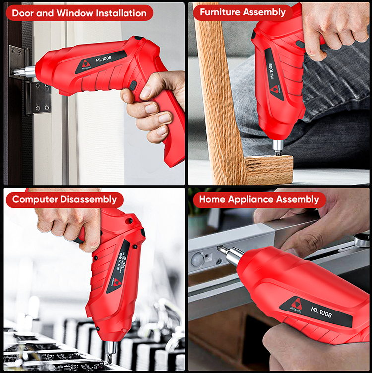 Mitsushi ML100B Mini Electric Screwdriver Portable Cordless Power Drills Electric Screwdriver Set With 16PCS Drill Accessories