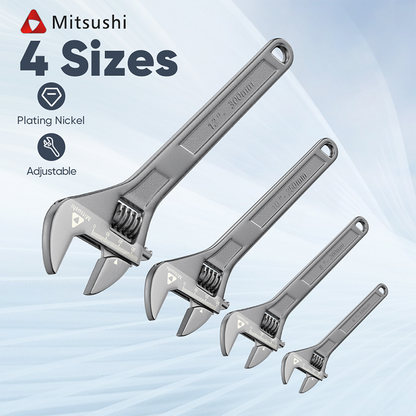 Mitsushi Black Nickel Adjustable Wrench 6/8/10/12 Inch