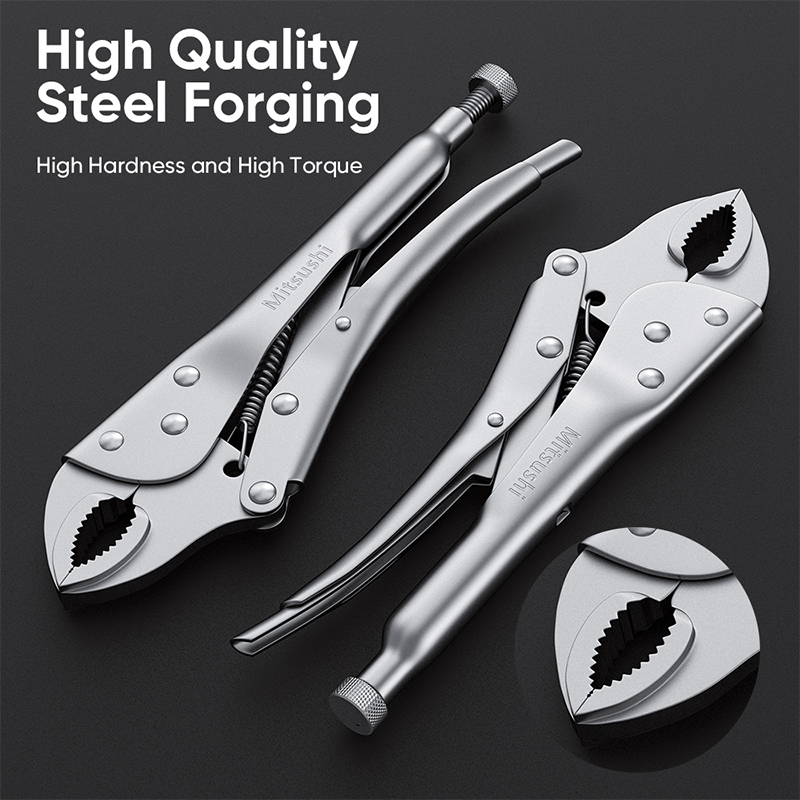 Mitsushi High-Quality Serrated Jaws 10 Inch Round Vise Grip Locking Pliers