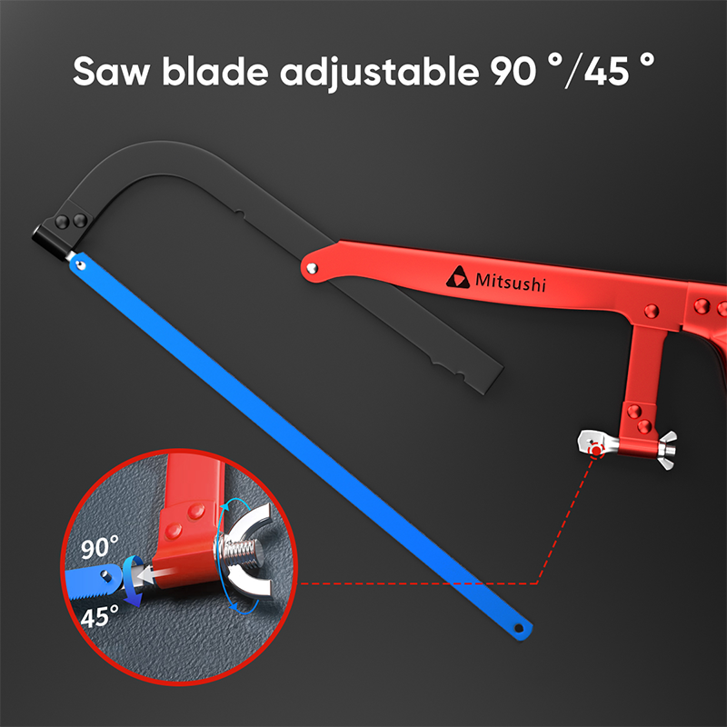 Mitsushi Handmade Hacksaw Frame Adjustable Non-Slip Plastic Handle Saw