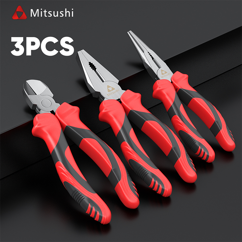 Mitsushi Oil-Resistant And Non-Slip Combination Pliers (3pcs)