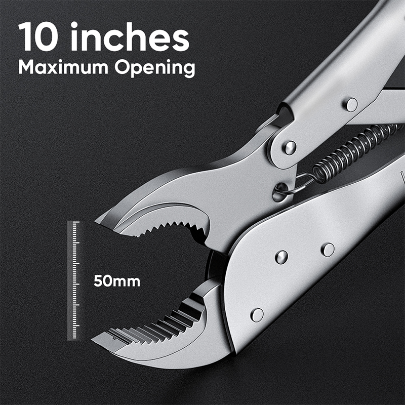 Mitsushi High-Quality Serrated Jaws 10 Inch Round Vise Grip Locking Pliers