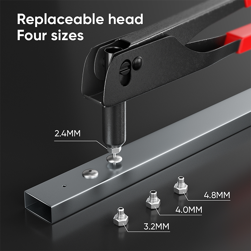 Mitsushi (2.4mm, 3.2mm, 4.0mm, 4.8m) 4 Nozzles Hand Riveter Heavy Duty Rivet Hand Riveter