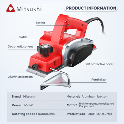 Mitsushi Electric Multifunctional Woodworking Planer  MDP1900B (660W+82mm）