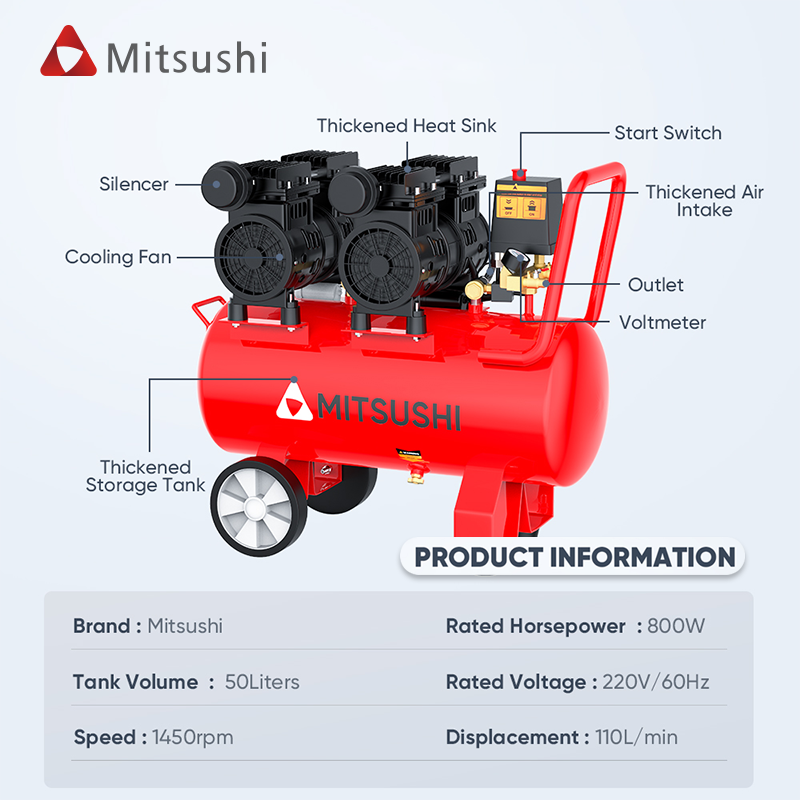 Mitsushi Portable Quiet Shock-Absorbing Design Compressor Air 12V