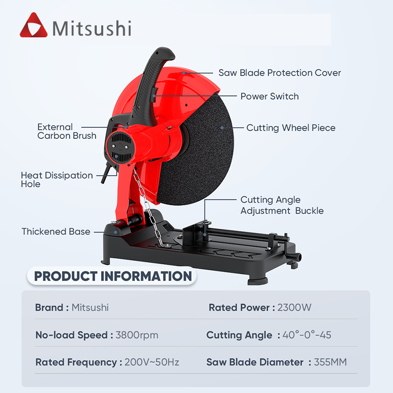 Mitsushi Power Metal Cutting Machine powered cutter Circular electric grass cutter machine