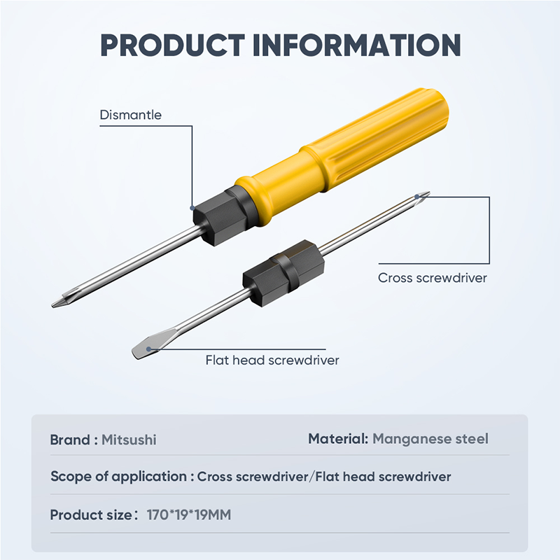 Mitsushi Non-Slip Handle 7 Inch 2 In 1 Cross Screwdriver