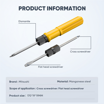 Mitsushi Non-Slip Handle 7 Inch 2 In 1 Cross Screwdriver