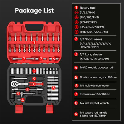 Mitsushi Versatile Socket 53PCS Fastening Tool Set