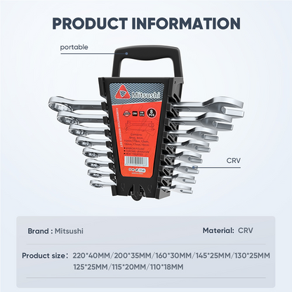 Mitsushi 8PCS High Hardness Combination Wrench Set