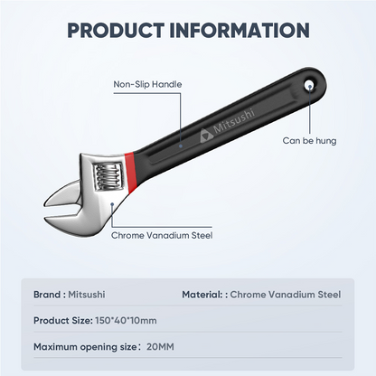Mitsushi 6/8/10/12 Inch High Quality Carbon Steel Wrench