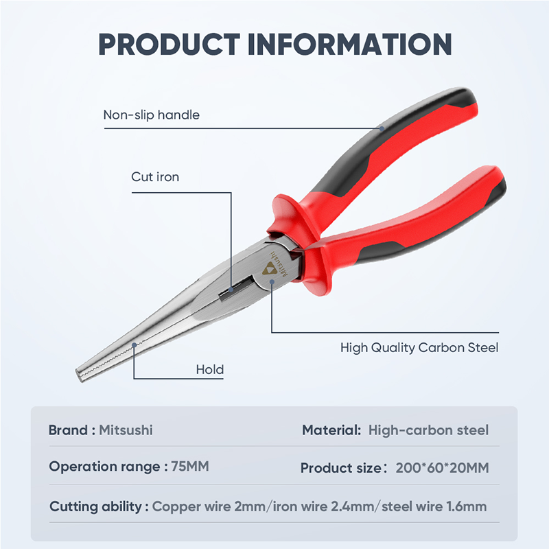 Mitsushi Cabinet Handle Hardened Pliers Head Long Nose Pliers
