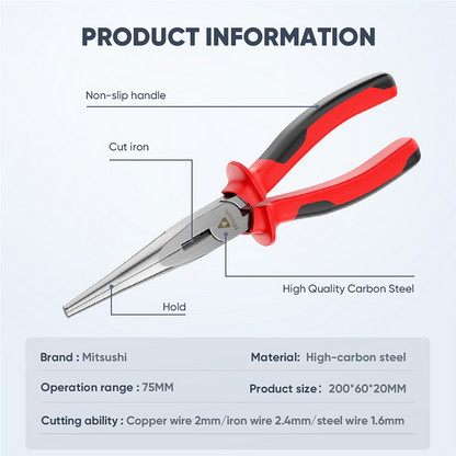 Mitsushi Cabinet Handle Hardened Pliers Head Long Nose Pliers