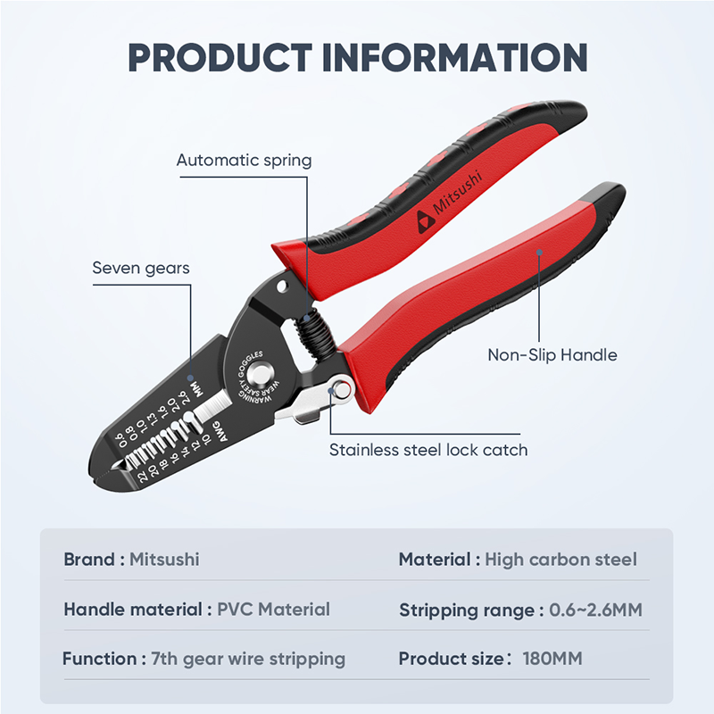 Mitsushi Reliable Quality 7 In 1 Wire Stripper Pliers (0.6-2.6mm)