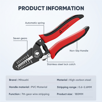 Mitsushi Reliable Quality 7 In 1 Wire Stripper Pliers (0.6-2.6mm)