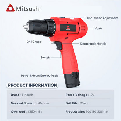 Mitsushi 1100W Speed Up The Heat Dissipation Speed Using High-Quality Aluminum Material Cordless Power Drill
