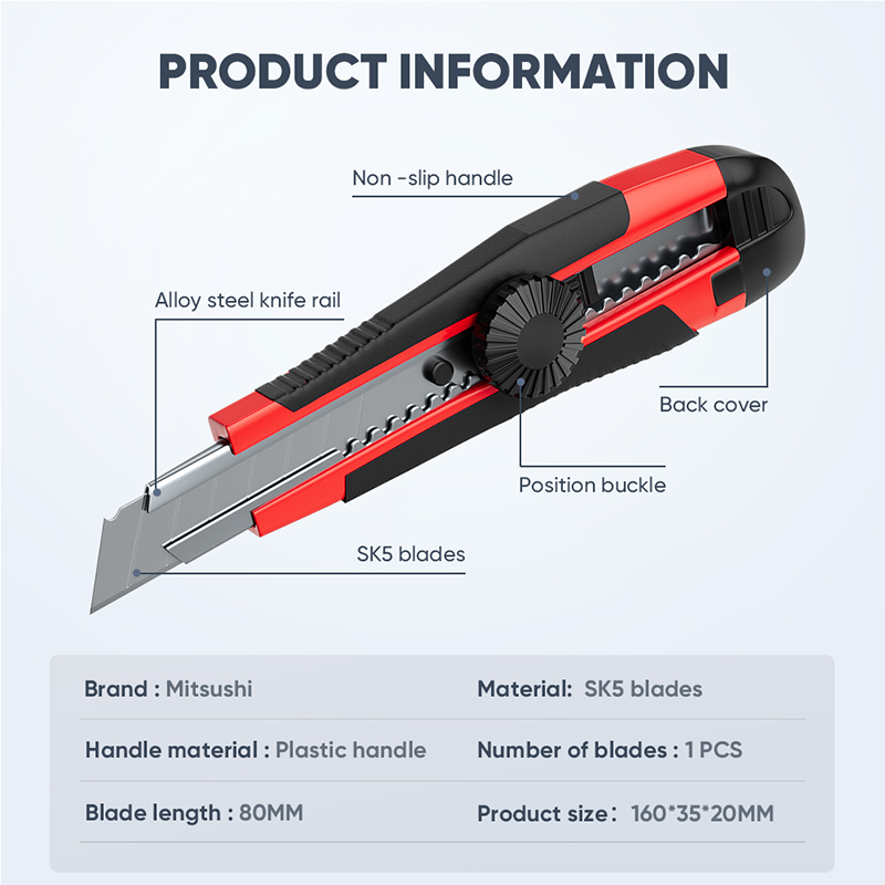 Mitsushi 7 Inch Utility knife With Replaceable Blade