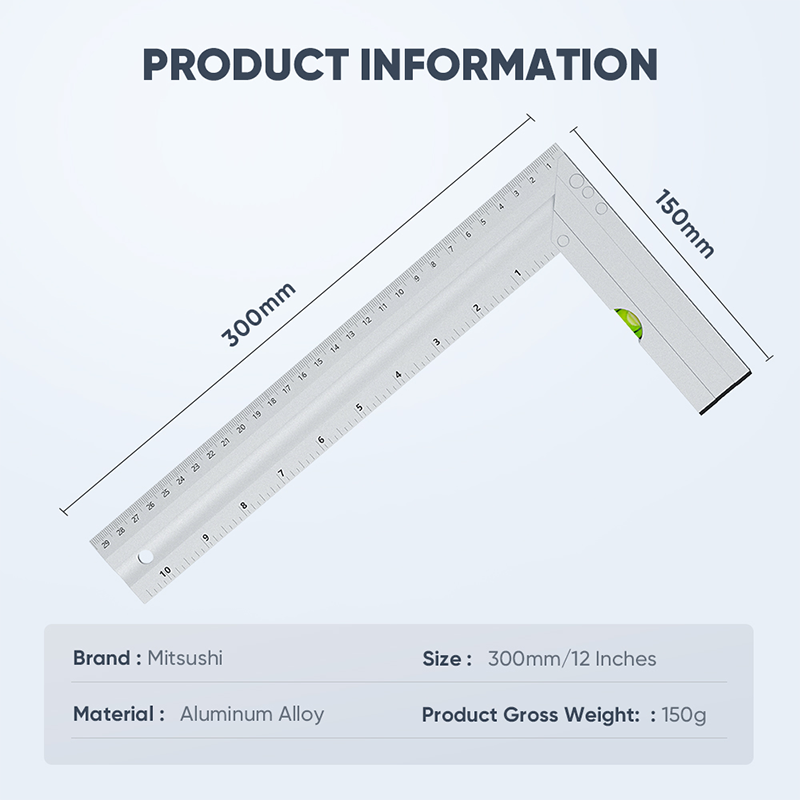 Mitsushi 300mm Aluminum Alloy L-Square Angle Ruler