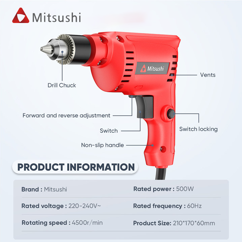 Mitsushi 220V Industrial Electric Screwdriver Drills Power Tools For Efficient Work