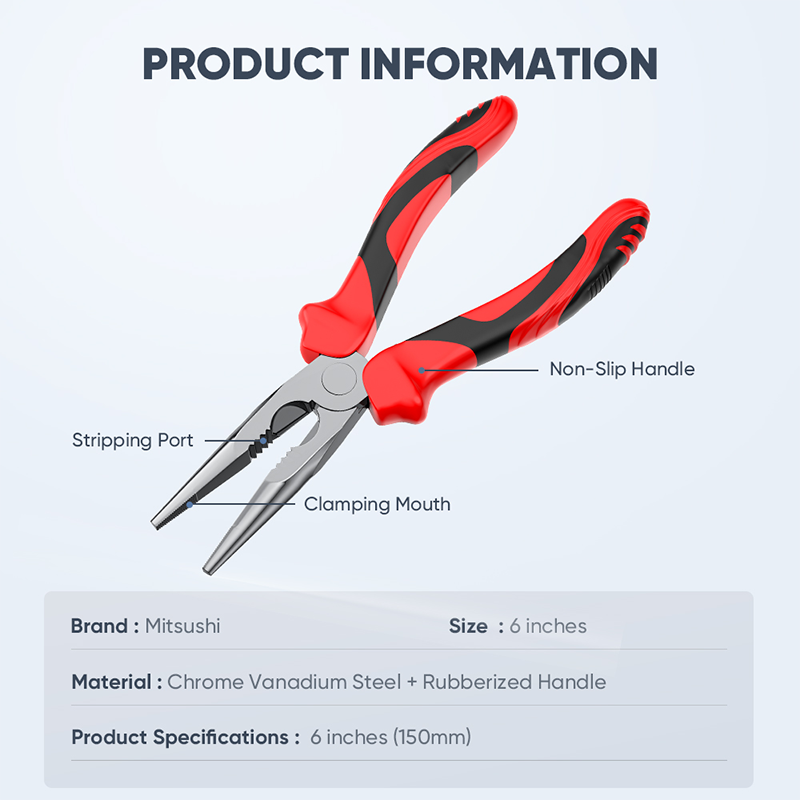 Mitsushi Cabinet Handle Hardened Pliers Head Long Nose Pliers