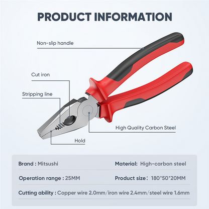 Mitsushi Non-Slip Handle 8/6 Inch Wire Cutter Pliers