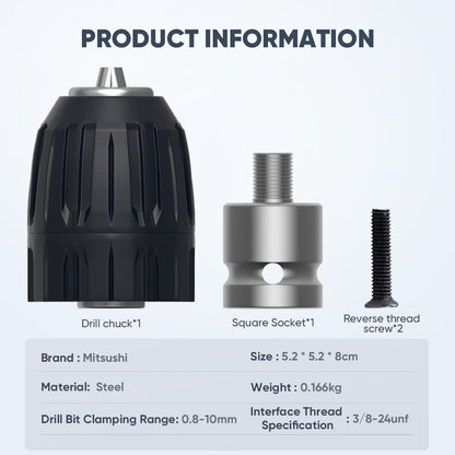 Square socket drill bit adapter