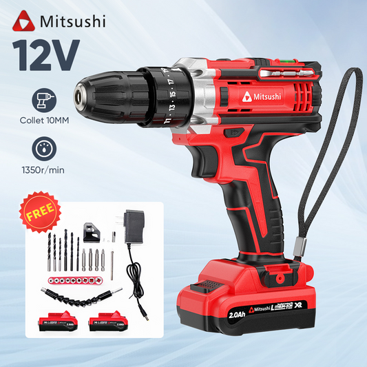 Mitsushi Electric Screwdriver Kit Power Drill Battery Cordless Power Drill
